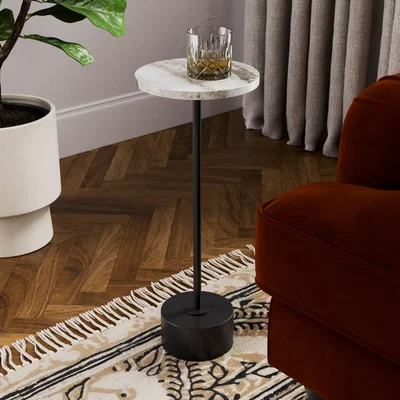 Dunelm Cassie Compact Real Marble Side Table Marble (Brown)