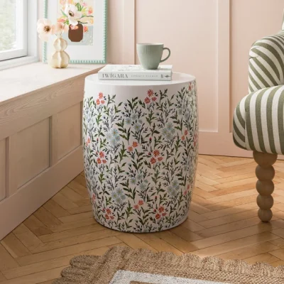 Dunelm Metal Spring Floral Drum Table
