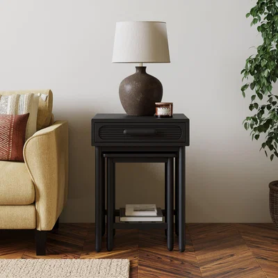 Dunelm Khari Nesting Side Tables, Mango Wood Black