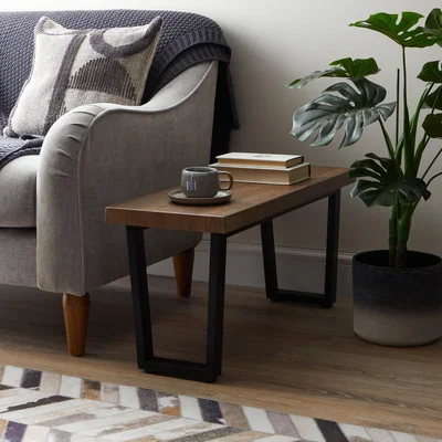 Dunelm Freddie Rustic Wood Long Side Table Dark Wood (Brown)