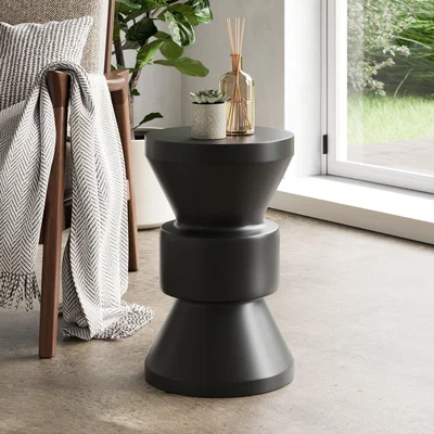 Dunelm Niro Indoor/Outdoor Side Table, Black Black