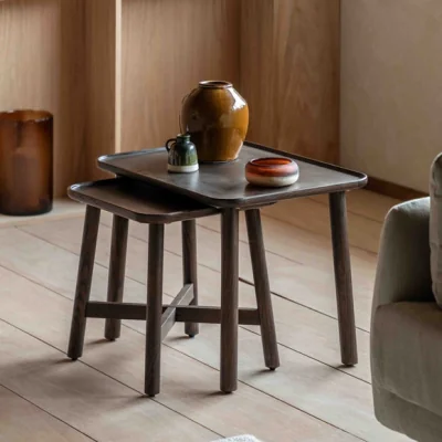 Dunelm Kalia Nest of Side Tables, Oak Effect