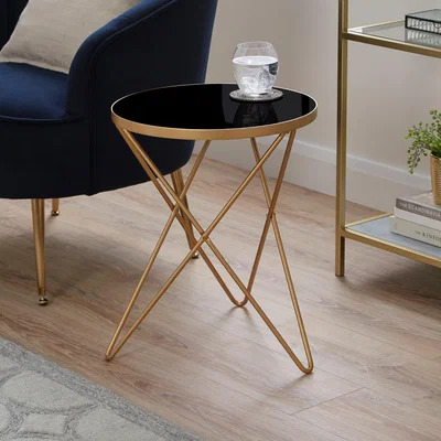 Dunelm Zoey Black Top Gold Effect Side Table Black