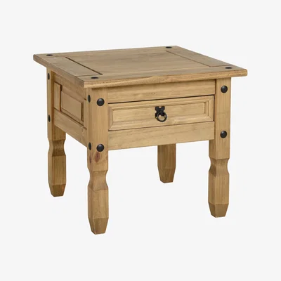 Dunelm Corona 1 Drawer Pine Lamp Table Brown