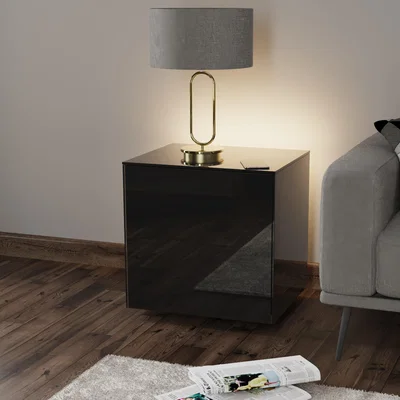Dunelm Intel LED Black Lamp Table Black