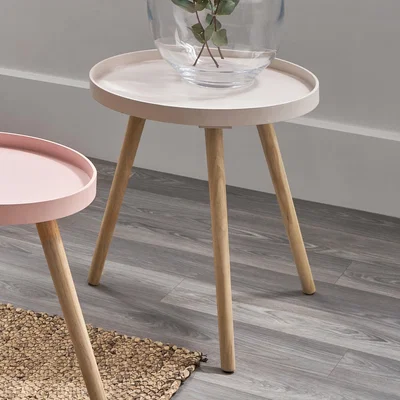Dunelm Pacific Halston Natural Pine Wood Large Side Table Pink