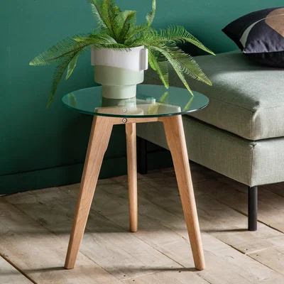 Dunelm Return - Brea Round Side Table, Glass