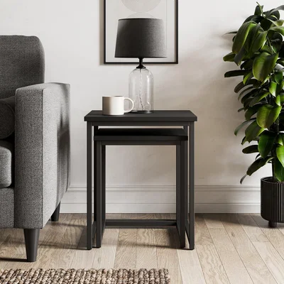 Dunelm Fulton Square Nest of Tables Fulton Black Oak