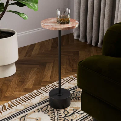 Dunelm Cassie Compact Real Marble Side Table Terracotta