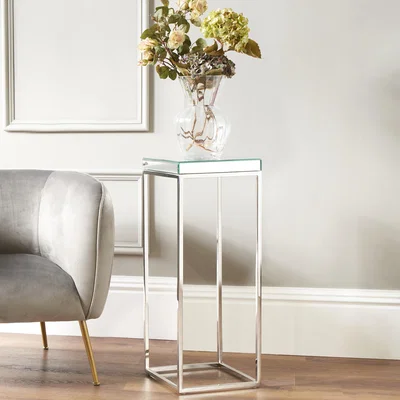 Dunelm Elysee Square Side Table, Mirrored Glass Silver