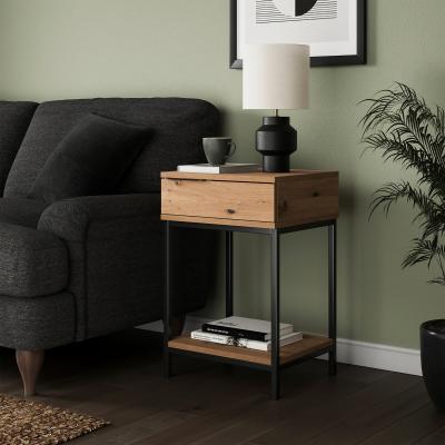 Dunelm Reynolds Side Table Rustic Oak Effect