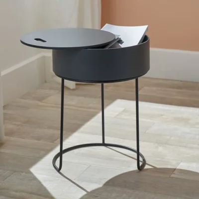 Dunelm Return - Hugo Storage Side Table, Dark Grey