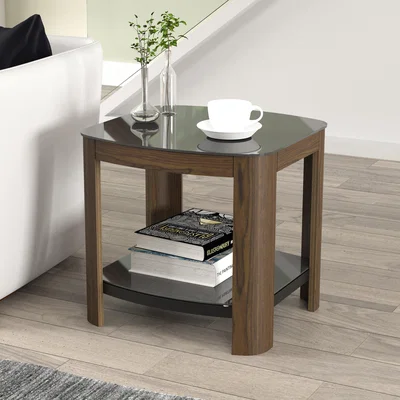 Dunelm Affinity Real Curved Wood Side Table Brown
