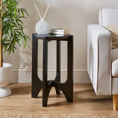 Dunelm Jae Real Marble Side Table Black