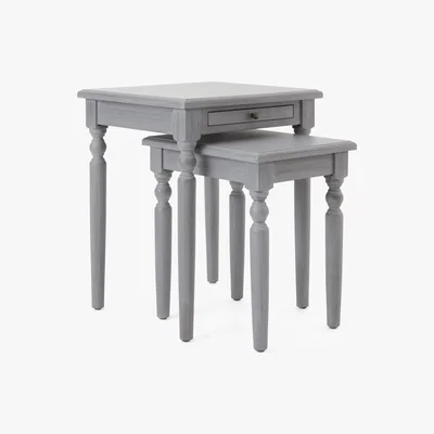 Dunelm Lucy Cane Grey Nest of Tables Grey