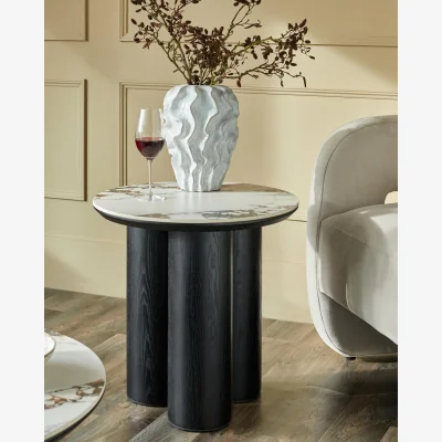 Danetti Lena white calacatta ceramic side table