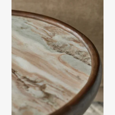 Danetti Rayna toronto marble dark wood side table