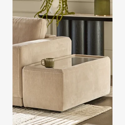 Danetti Eden champagne chenille and glass top side table