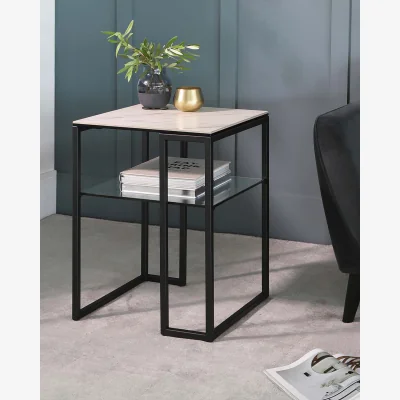 Danetti Georgia White Marbled Ceramic Side Table