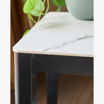 Danetti Banks White Marbled Ceramic With Black Wood Side Table