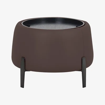 Furniture Village Domicil - Maddox Leather Tray Storage Side Table - NN Cacao Brown