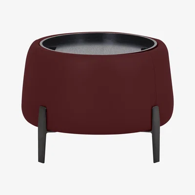 Furniture Village Domicil - Maddox Leather Tray Storage Side Table - Burgundy