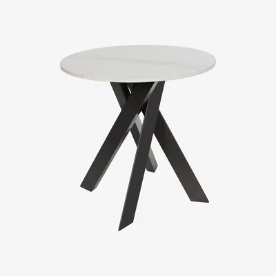 Furniture Village Samurai Round Lamp Table with White Stone Top