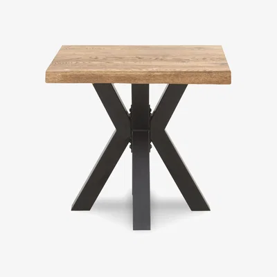 Furniture Village Bodahl - Terra Straight Edge Lamp Table with Metal Star Base - Natura Bianca