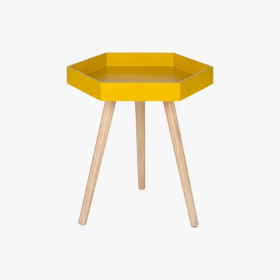 Furniture Village Halston Large Hexagonal Side Table - Yellow - By Furniture Village