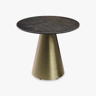 Furniture Village Akante - Amorim Round Lamp Table with Bronze Base