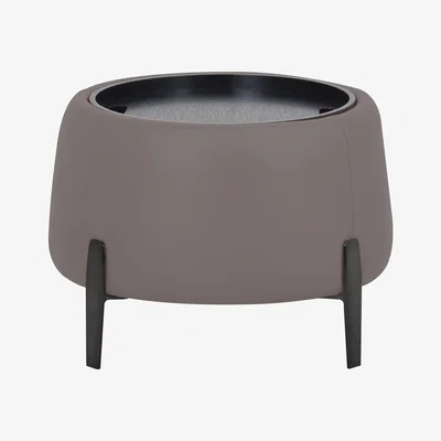 Furniture Village Domicil - Maddox Leather Tray Storage Side Table - NP Taupe