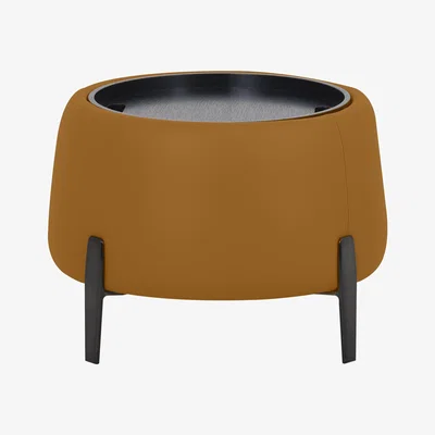 Furniture Village Domicil - Maddox Leather Tray Storage Side Table - NP Honey Yellow