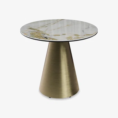 Furniture Village Akante - Amorim Round Lamp Table with Bronze Base