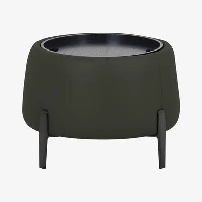 Furniture Village Domicil - Maddox Leather Tray Storage Side Table - NN Olive Green