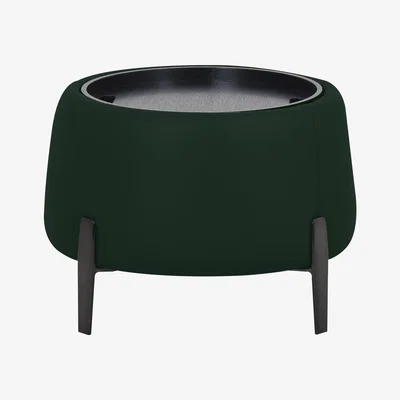 Furniture Village Domicil - Maddox Leather Tray Storage Side Table - NP Dark Forest