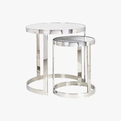 Furniture Village Levanto Round Marble Nest of Tables - White - By Furniture Village