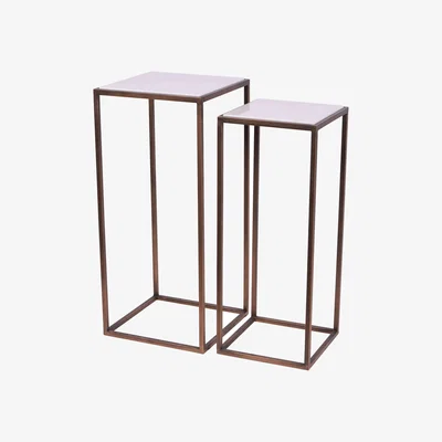 Furniture Village Hylas Set of 2 Antique Copper Side Tables