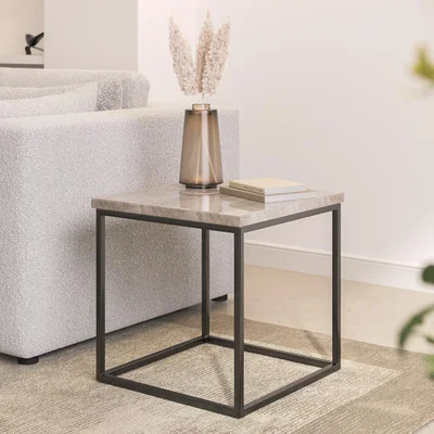 Furniture123 Square Travertine Effect Side Table - Demi