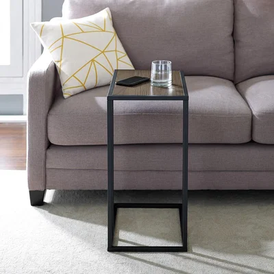 Furniture123 Foster Wooden Side Table with Light Wood Top & Metal Legs