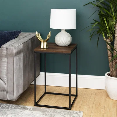 Furniture123 Walnut Side Table with Black Legs - Foster