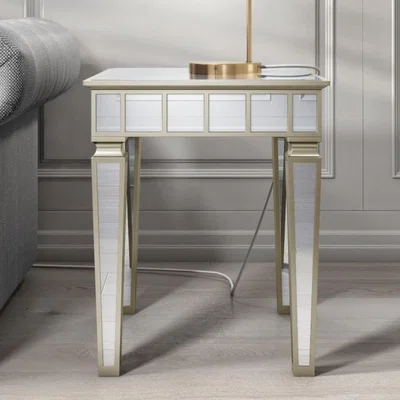 Furniture123 Mirrored Side Table with Gold Detailing- Jade Boutique