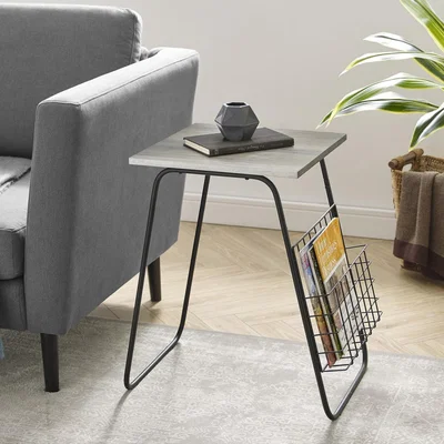 Furniture123 Grey Wash Side Table with Magazine Rack - Foster