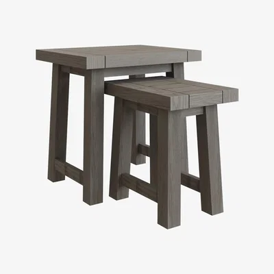 Furniture123 Nest of 2 Grey Oak Side Tables - Ambleside