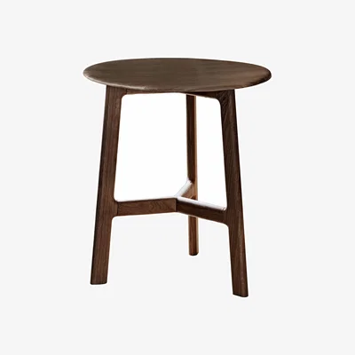 Furniture123 Round Side Table Walnut - Madrid -Caspian House
