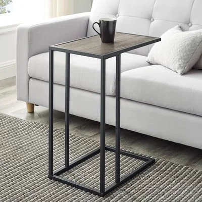Furniture123 Foster Wooden Side Table with Dark Metal Frame