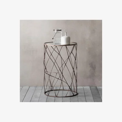 Furniture123 Rowell Glass Top with Twisted Metal Side Table