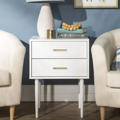 Furniture123 Foster White Wooden Side Table with 2 Drawers