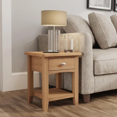 Furniture123 Oak Side Table with 1 Drawer