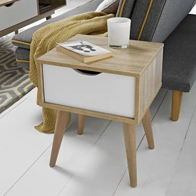 Furniture123 LPD Scandi Oak and White Side Table