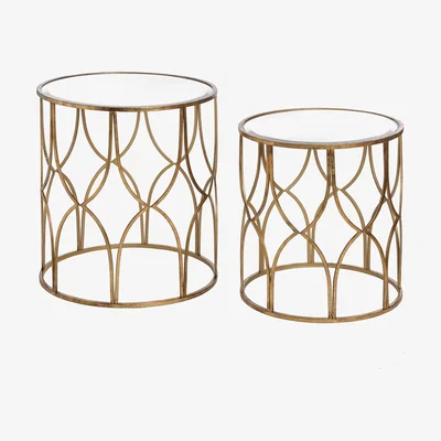 Furniture123 Set of 2 Gold Side Tables